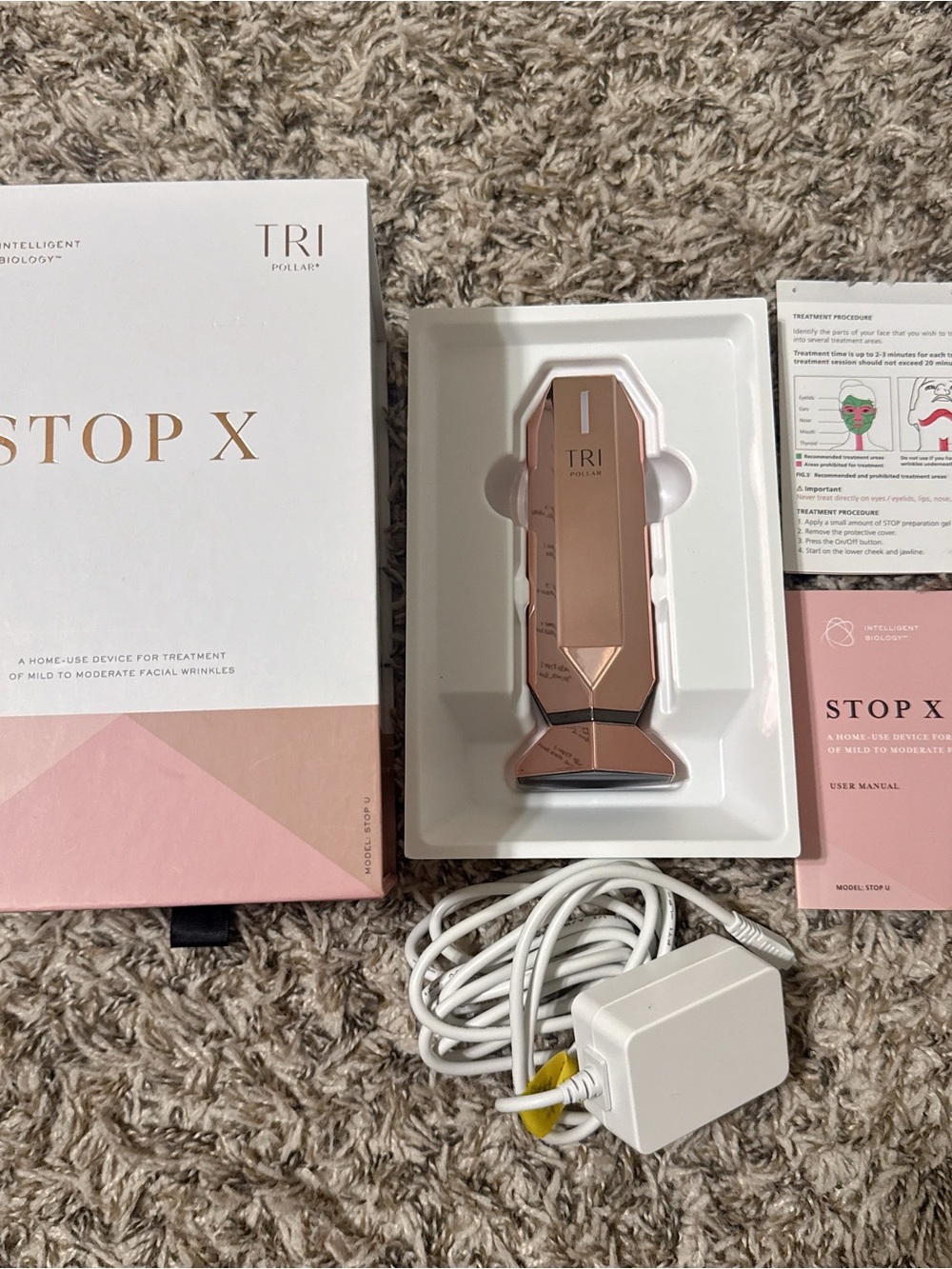 TriPollar STOP X Facial Wrinkle Reduction Device Anti Aging Rose Gold